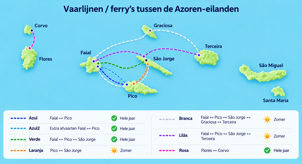 eilandhoppen azoren ferry's vaarlijnen tussen de eilanden