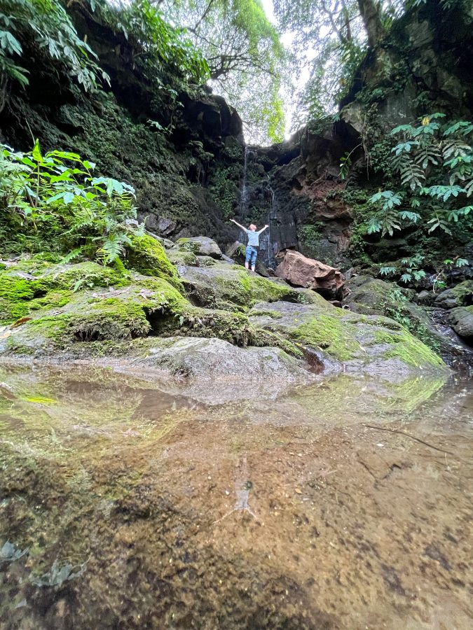 hike naar een waterval, vlakbij de theefabriek