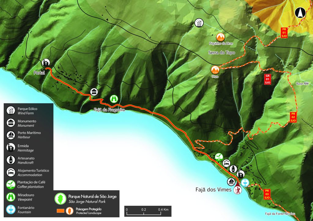 plattegrond hike Fajã dos Vimes (PR09 SJO)