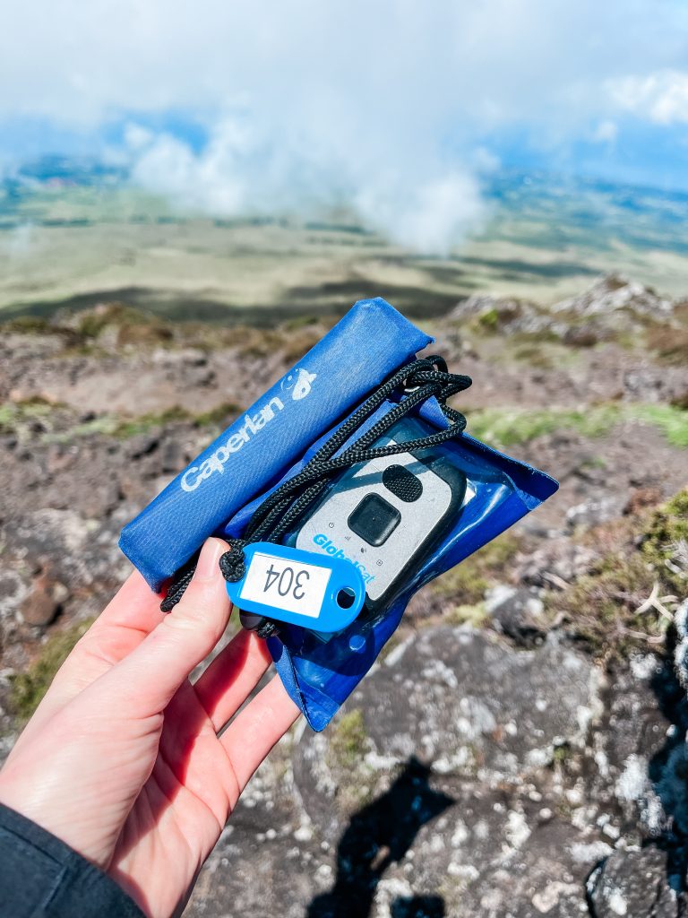 de GPS tracker voor het beklimmen van de Pico vulkaan